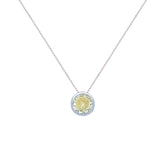 Asfour Crystal Box Chain Necklace With Yellow Round Zircon In 925 Sterling Silver-NM0037-Y